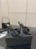 BLACK BOW DETAIL MULE HEELS