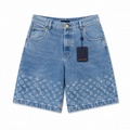 LIGHT WASH MONOGRAM PRINT DENIM SHORTS