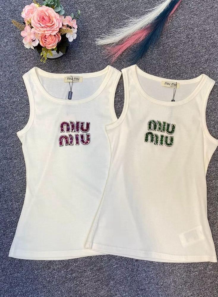 EMBELLISHED LOGO RIBBED TANK TOP