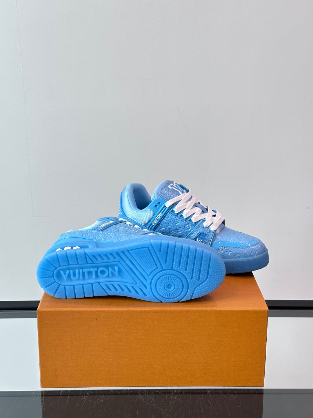 BLUE MONOGRAM LOW-TOP SNEAKERS