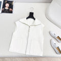 MINIMALIST IVORY ZIP-UP WOOL BLEND VEST