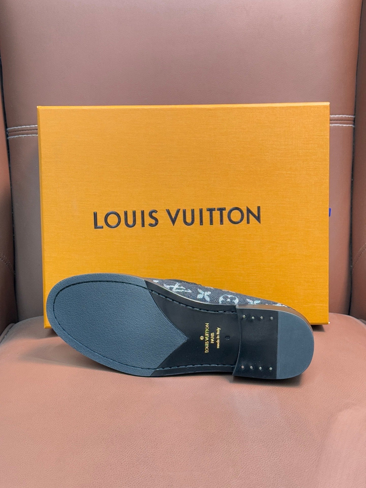 BLACK MONOGRAM CANVAS LOAFERS WITH METAL DETAIL