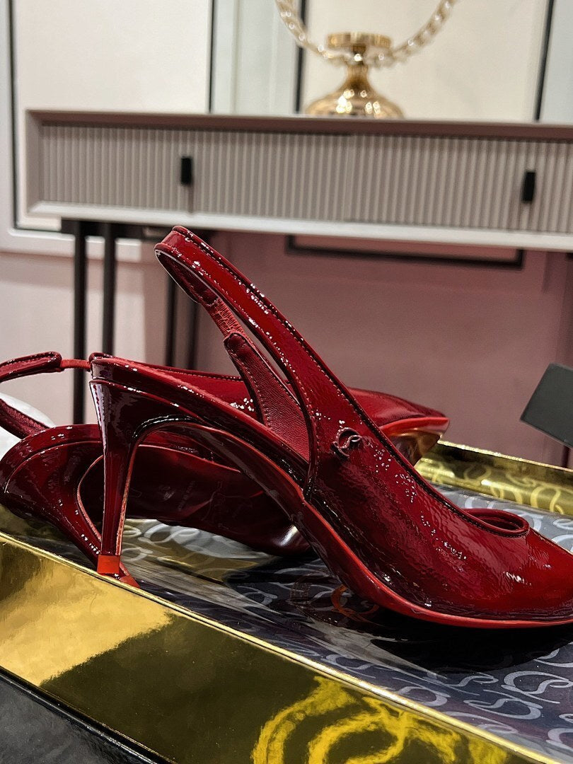 RED PATENT SLINGBACK HEELS