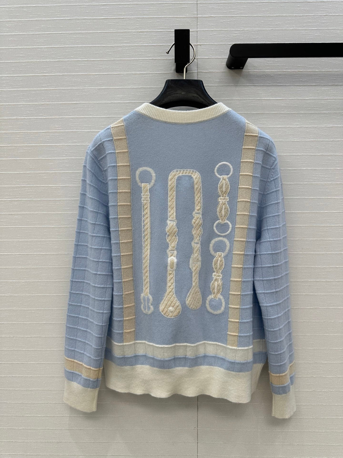 SOFT BLUE TEXTURED CARDIGAN WITH CONTRAST BUTTONS
