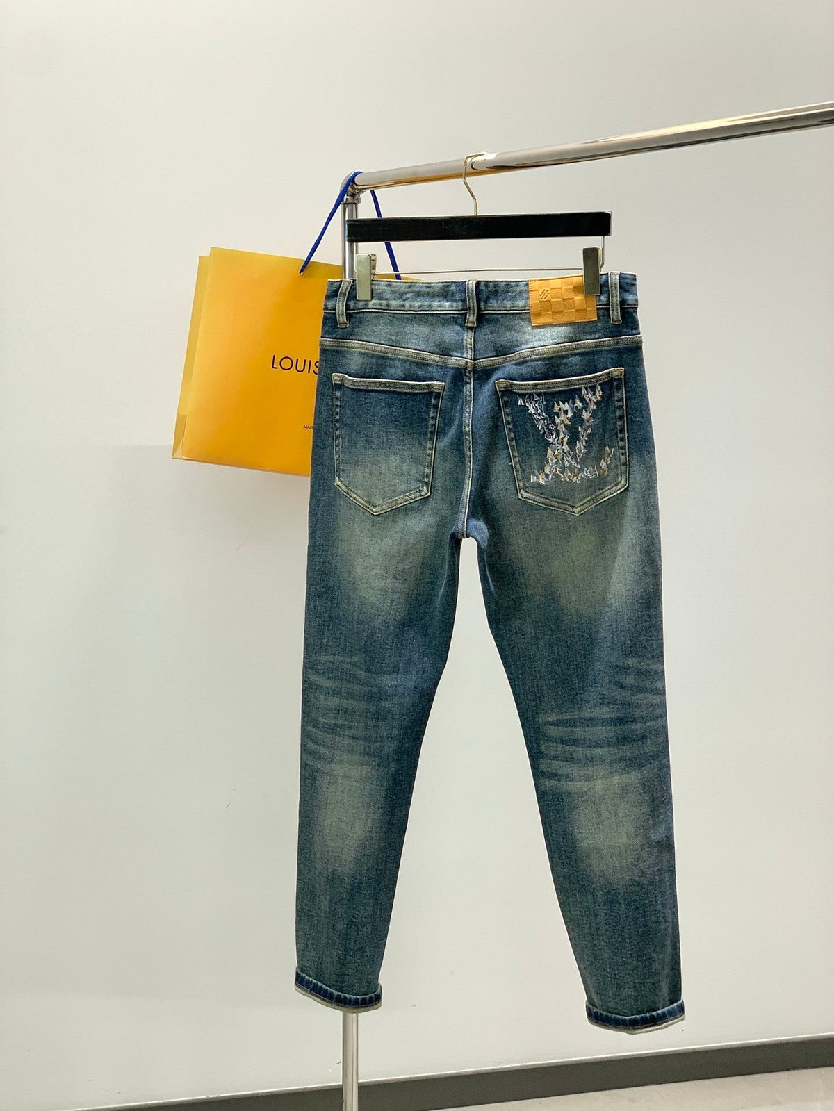 SLIM-FIT FADED DENIM JEANS