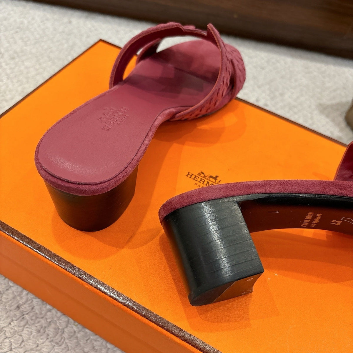 ROSE SUEDE HEELED SLIDE SANDALS