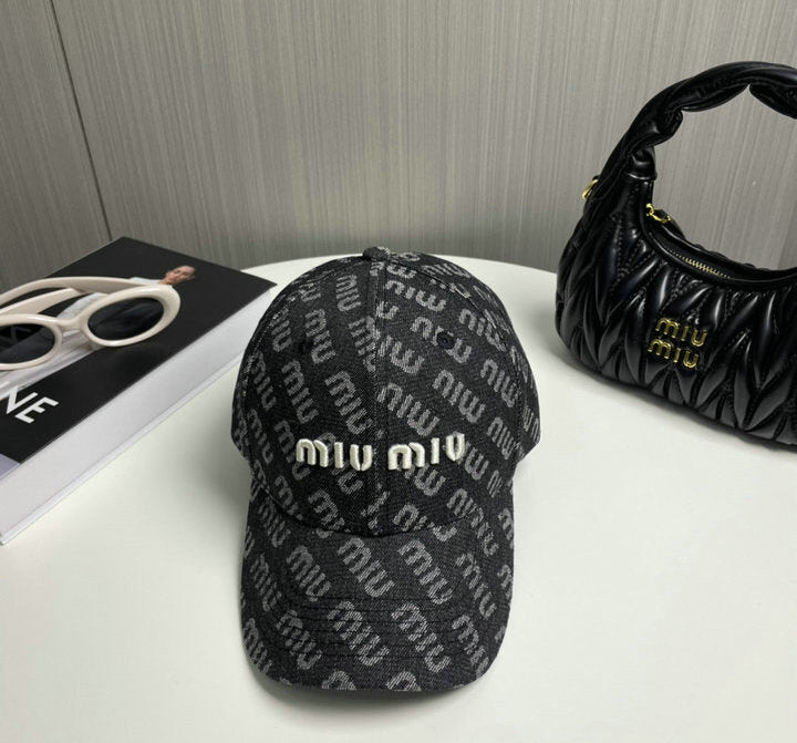 BLACK MONOGRAM BASEBALL CAP WITH EMBROIDERED LOGO