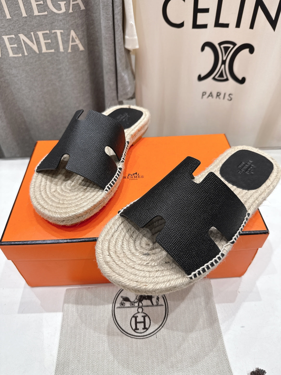 BLACK ESPADRILLE H-STYLE SANDALS