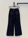 HEART LOGO DETAIL WIDE LEG DENIM JEANS