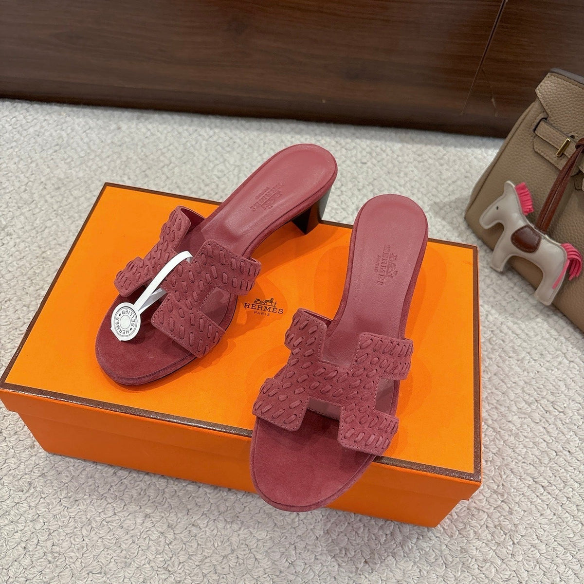 ROSE SUEDE HEELED SLIDE SANDALS