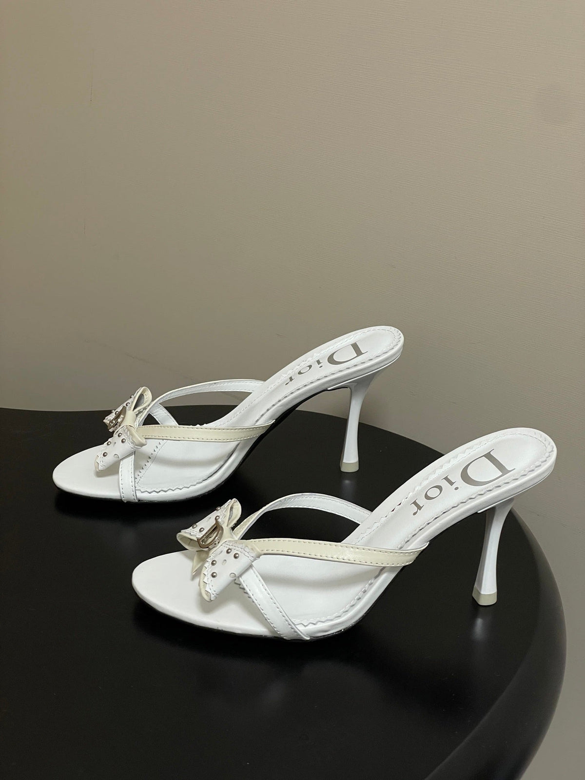 IVORY BOW DETAIL STRAP STILETTO SANDALS