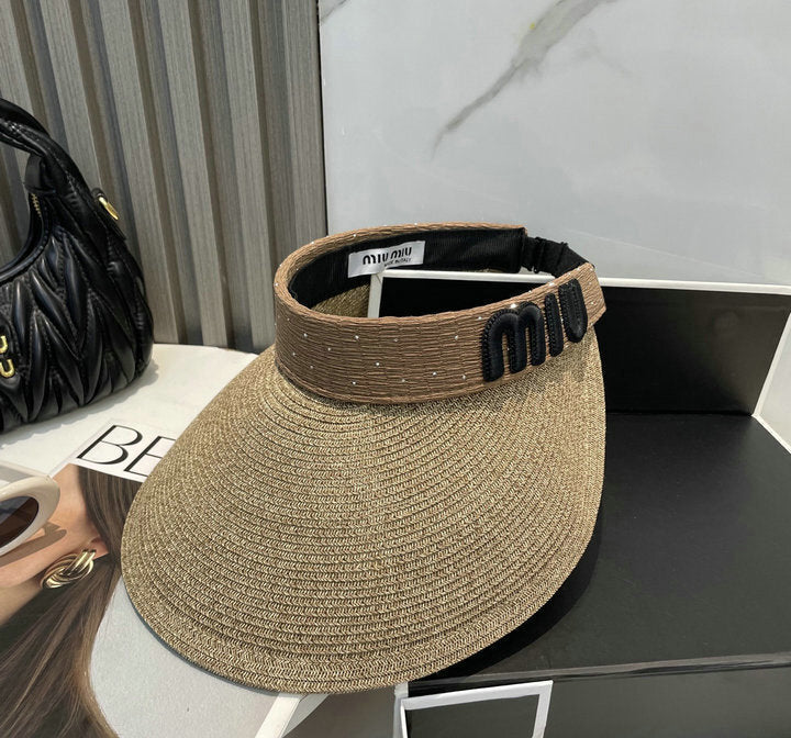 RAFFIA STYLE SUN VISOR WITH FRONT DETAIL