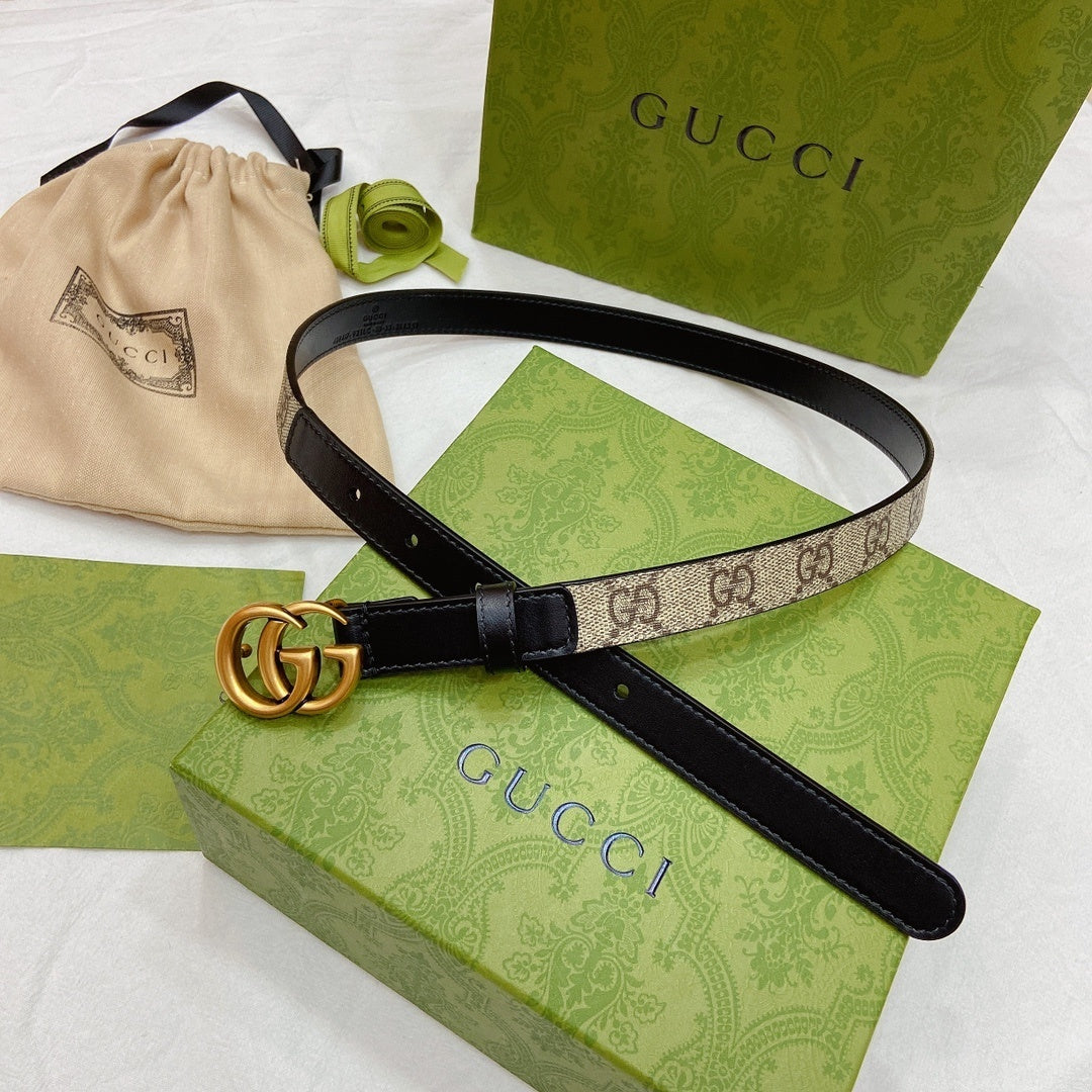 BLACK LEATHER BELT WITH ANTIQUE GOLD DOUBLE G BUCKLE