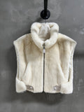 FAUX FUR ZIP-UP VEST WITH HIGH COLLAR
