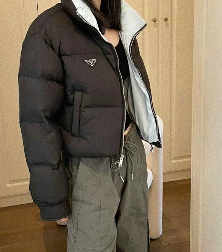 CROPPED STAND COLLAR PUFFER JACKET