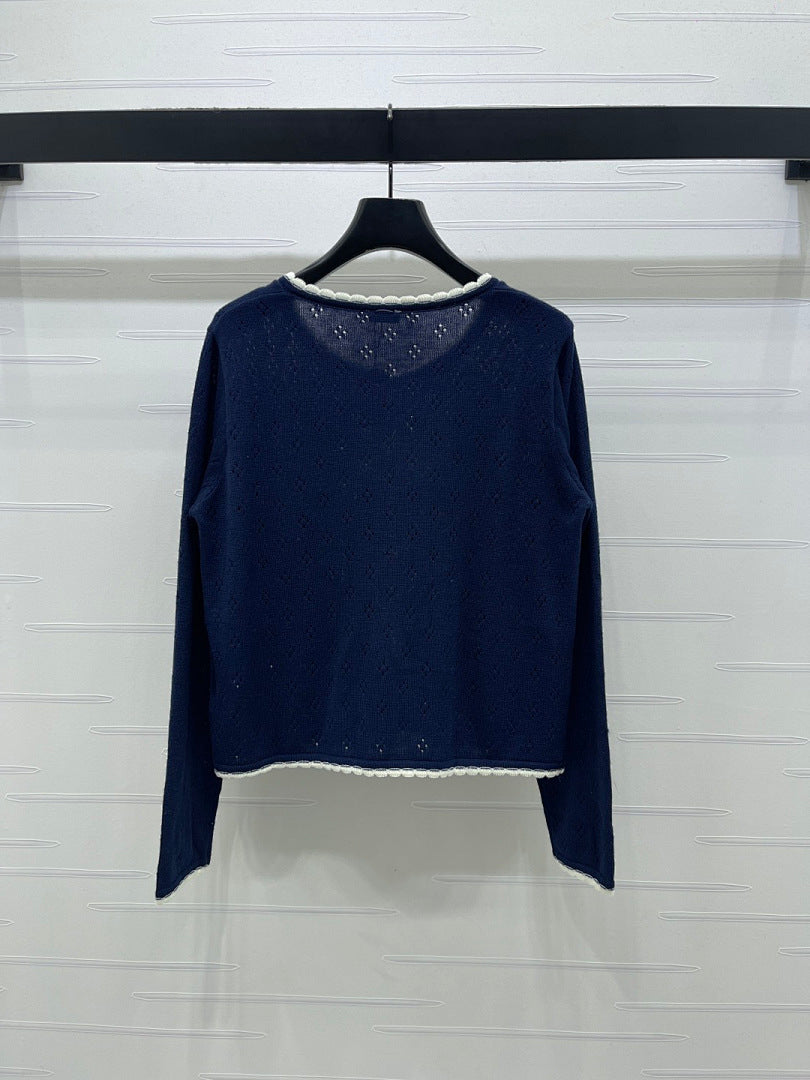CONTRAST TRIM KNIT CARDIGAN