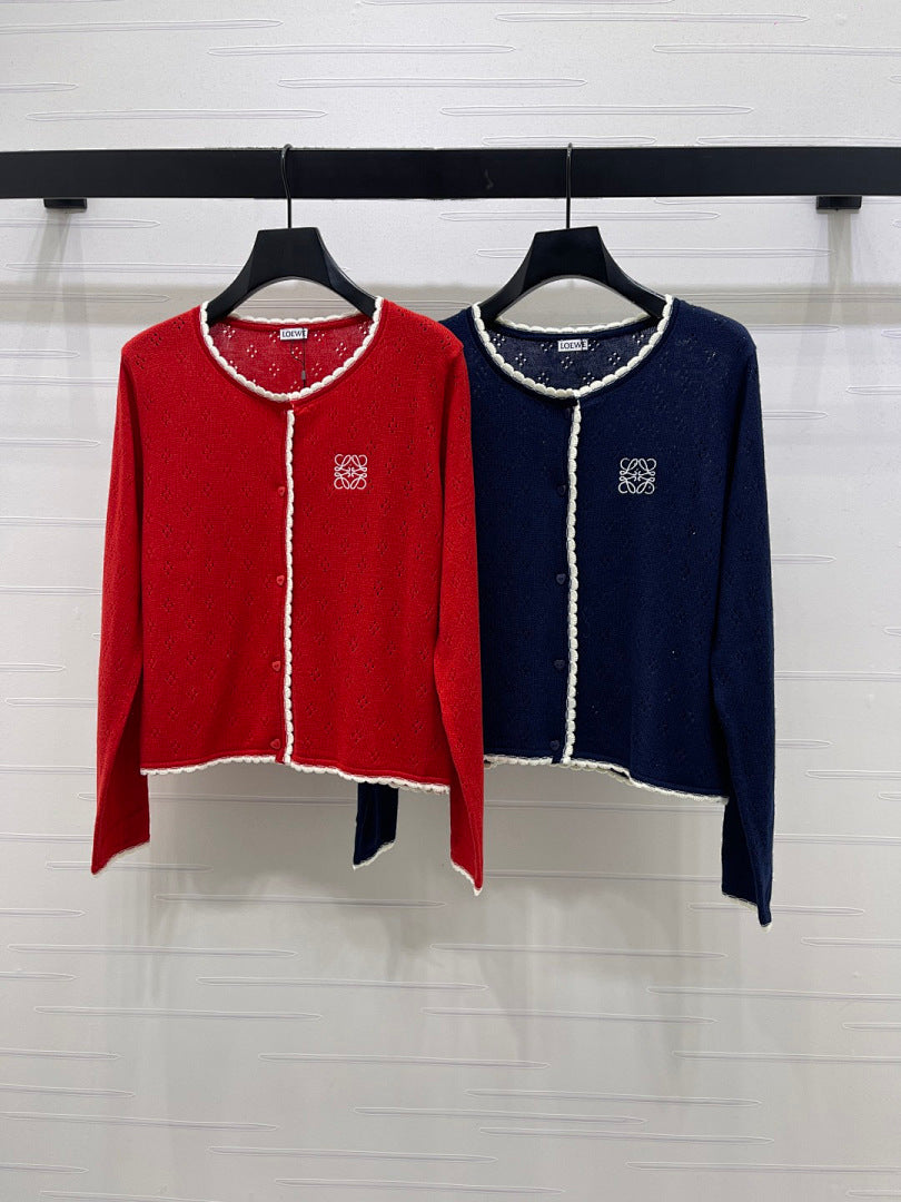 CONTRAST TRIM KNIT CARDIGAN