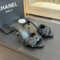 FLORAL BLACK HEELS