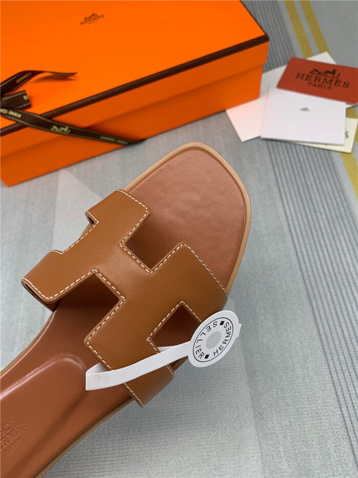 H-CUT LEATHER SLIDES