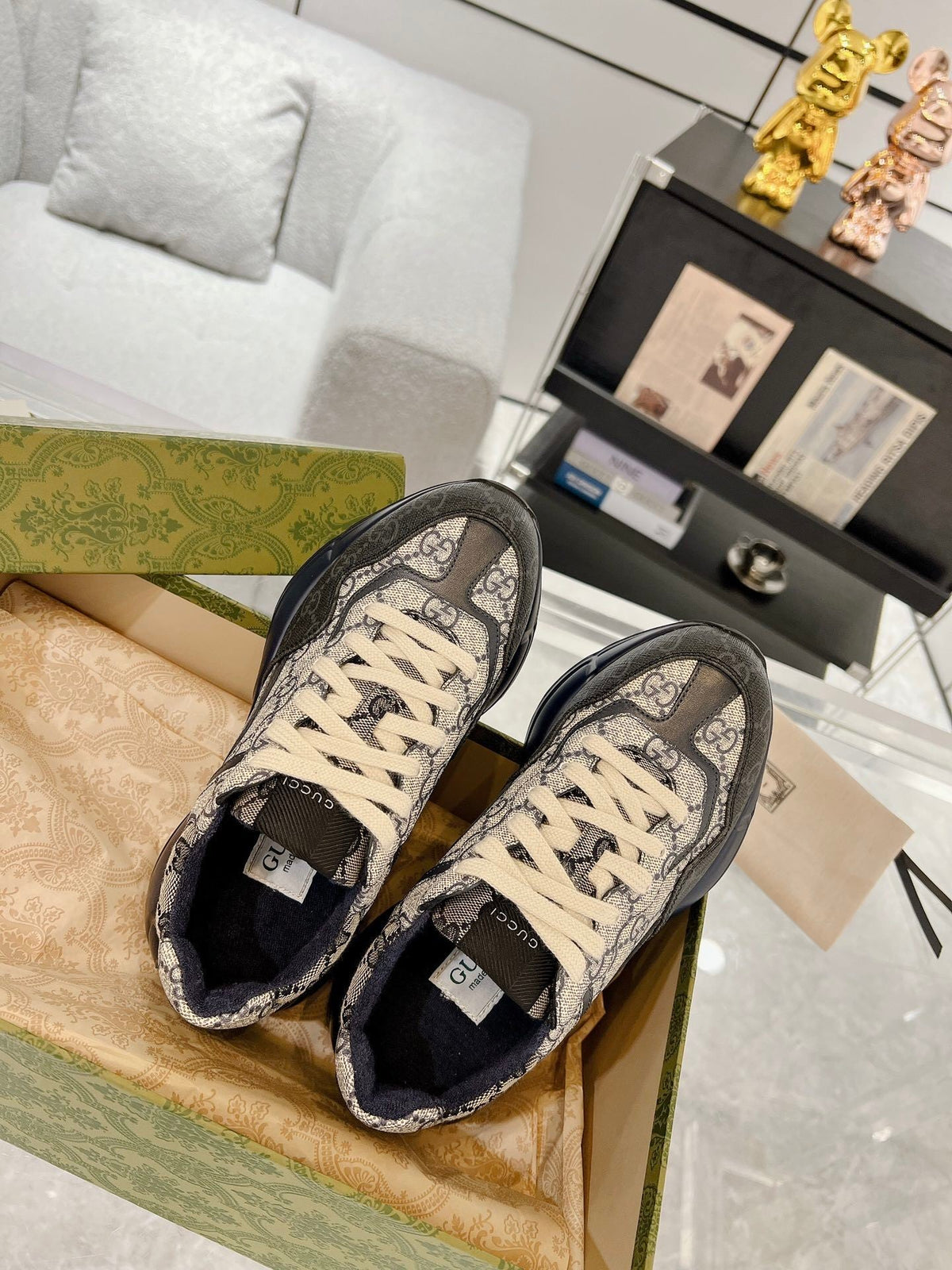 BROWN MONOGRAM CHUNKY SNEAKERS
