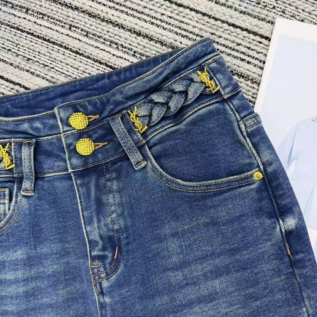 HIGH-WAIST BRAID DETAIL SKINNY JEANS