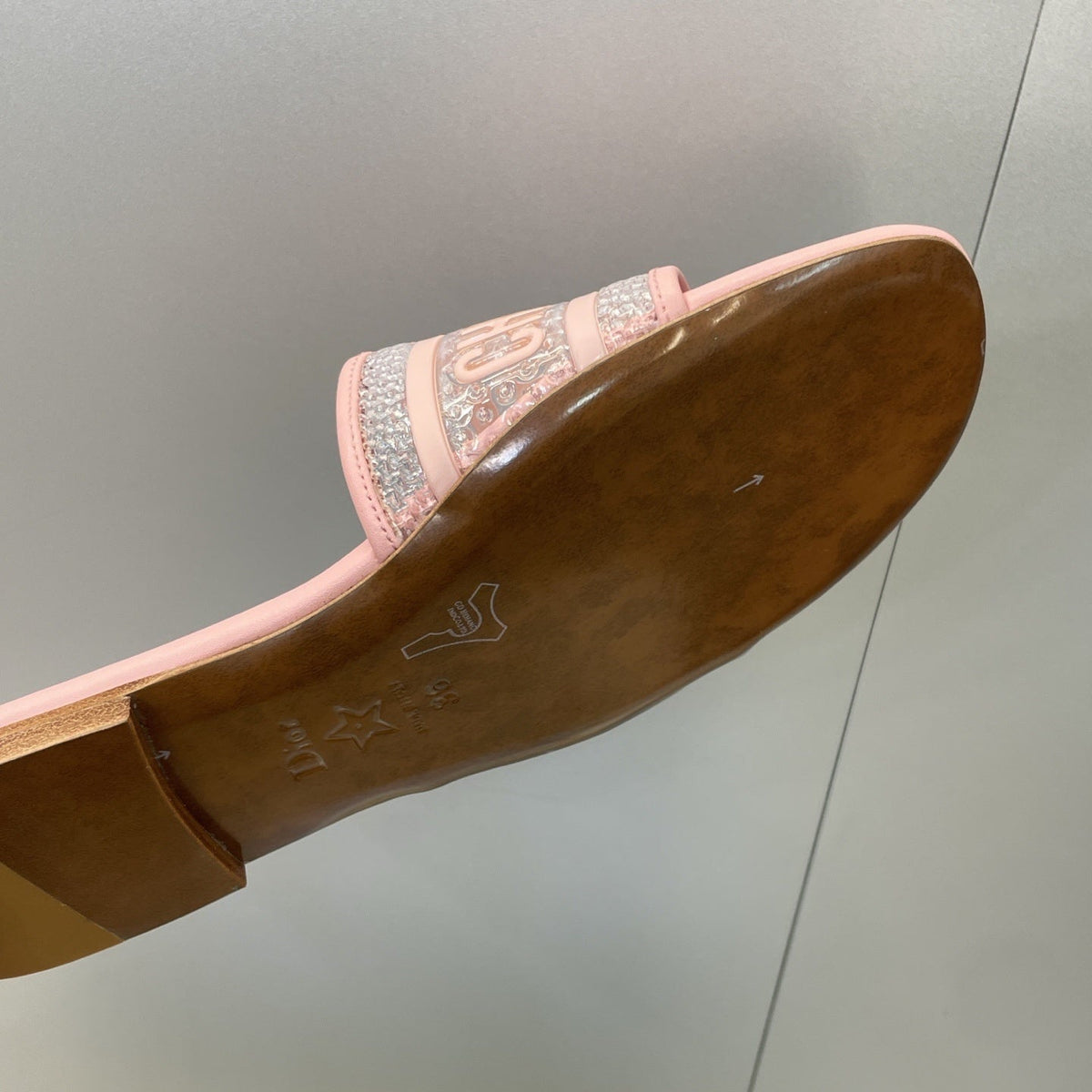 PINK LOGO EMBOSSED SLIDE SANDALS