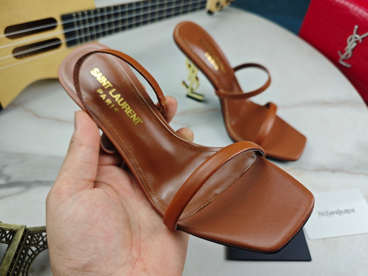 BROWN STRAPPY HIGH HEEL SANDALS