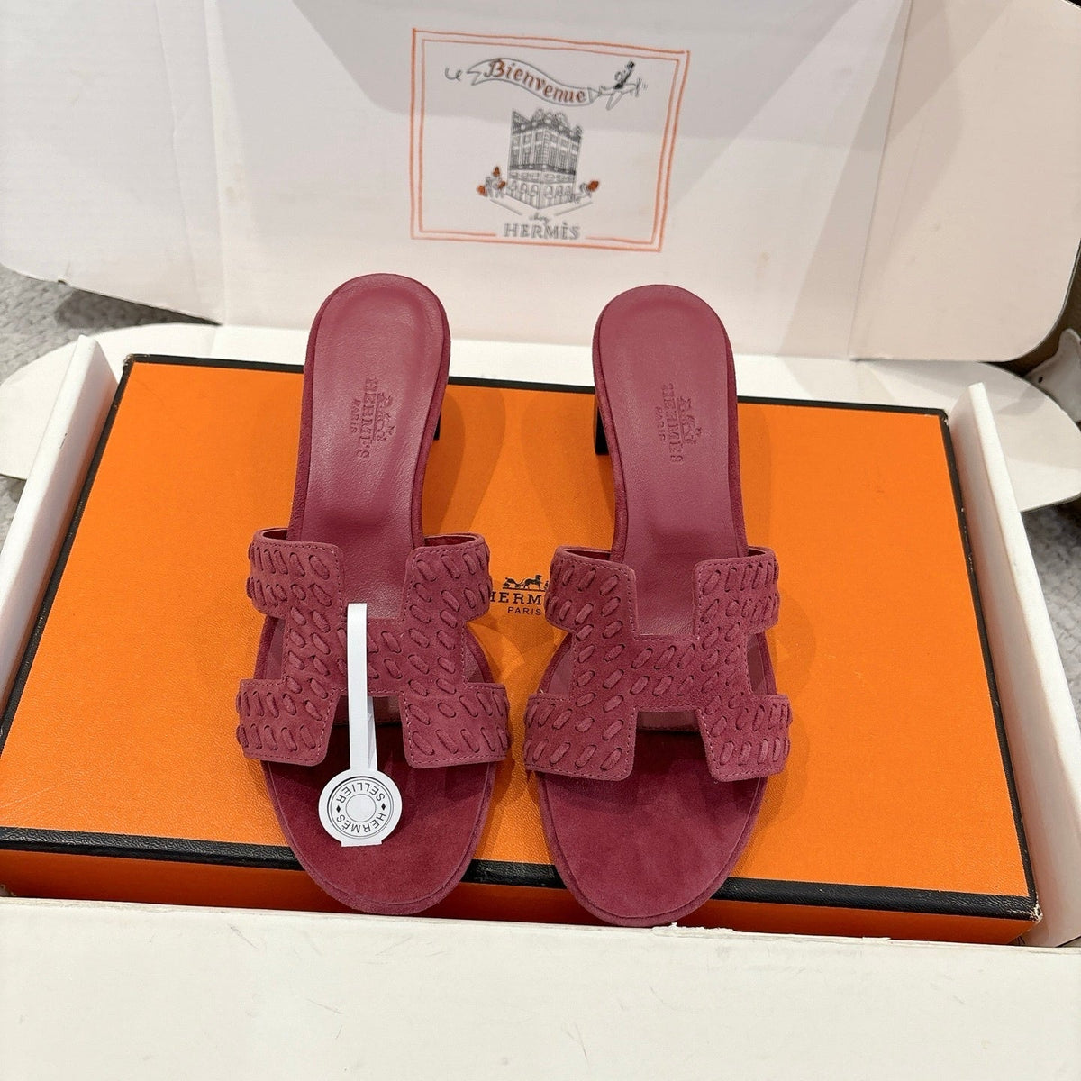 ROSE SUEDE HEELED SLIDE SANDALS