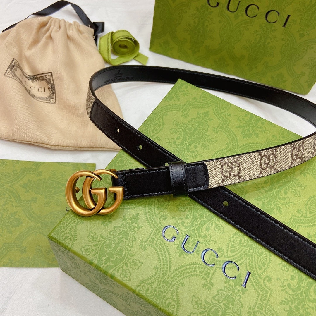 BLACK LEATHER BELT WITH ANTIQUE GOLD DOUBLE G BUCKLE