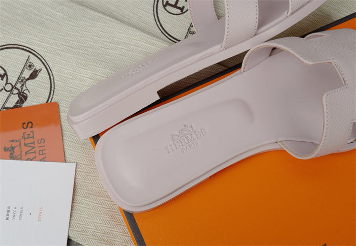 PASTEL H-CUT LEATHER SLIDE SANDALS