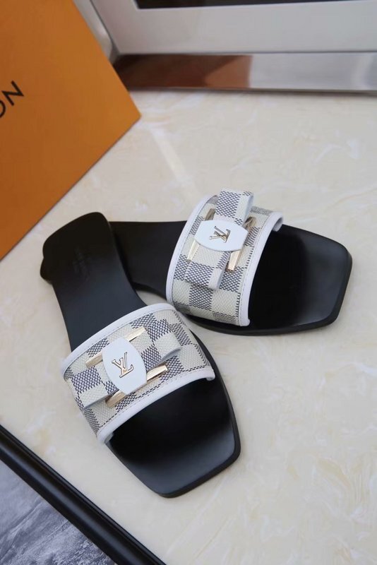 WHITE CHECK BUCKLE STRAP SLIDE SANDALS