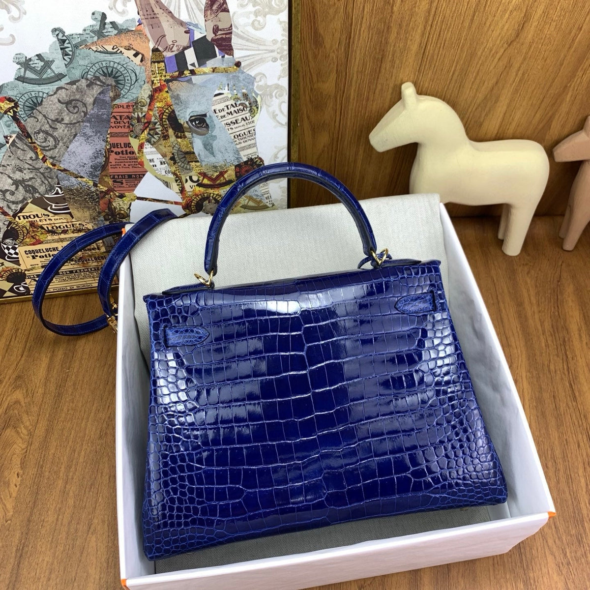 ROYAL BLUE CROCODILE BAG