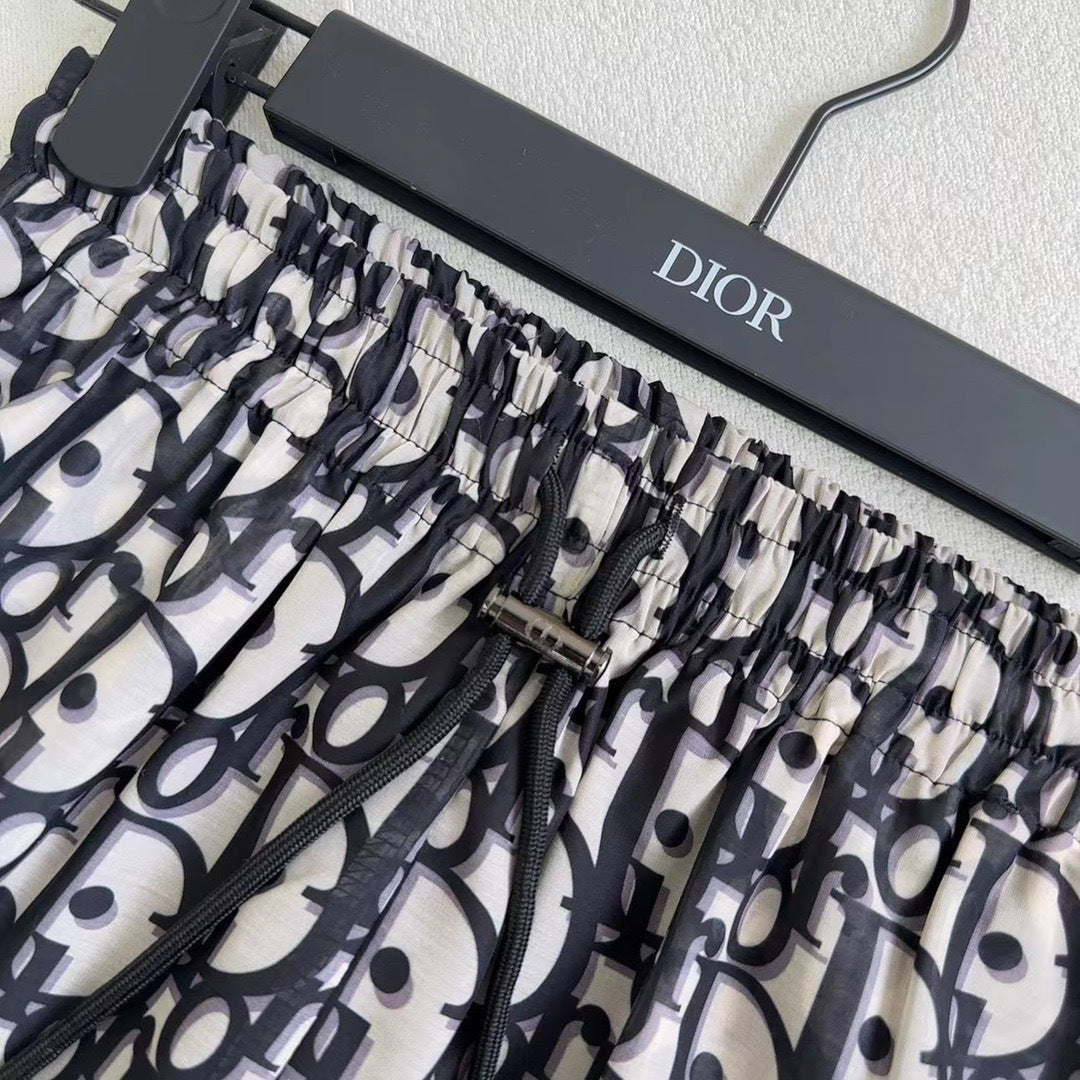MONOGRAM PRINT FLOWY MINI SKIRT