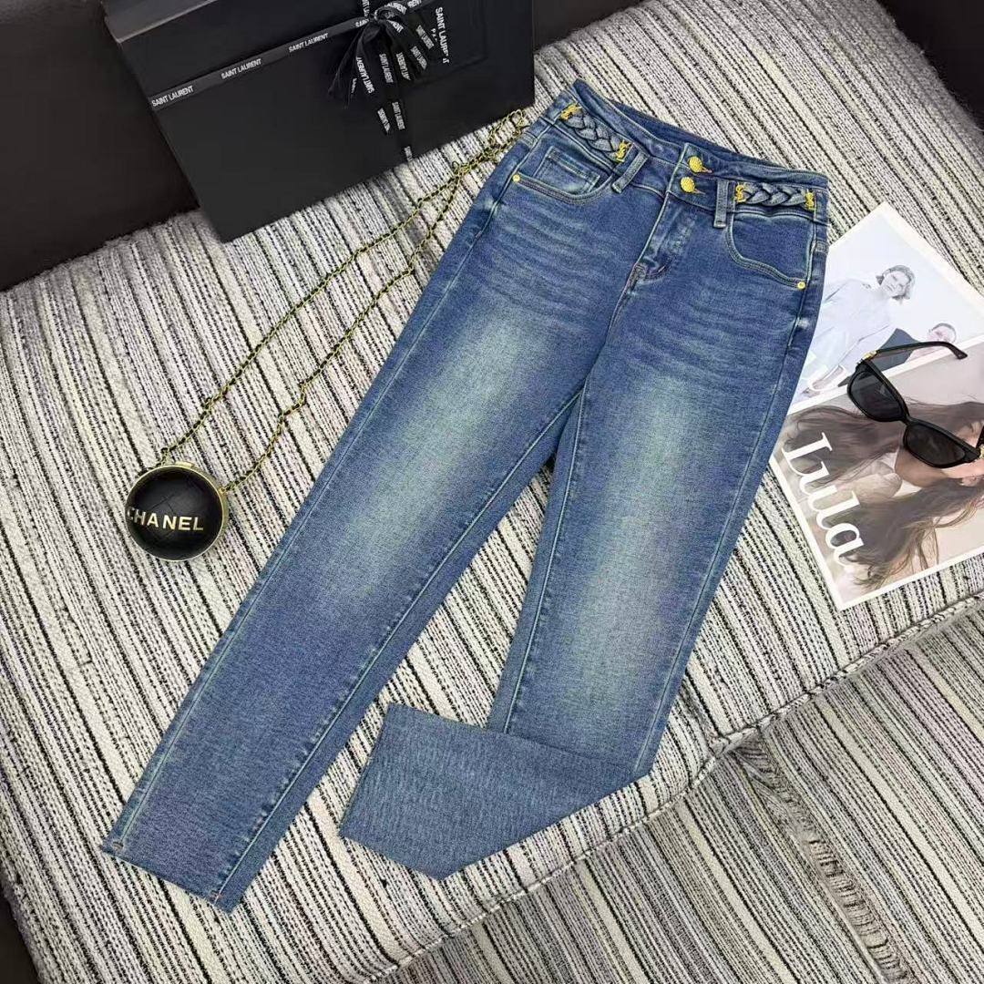 HIGH-WAIST BRAID DETAIL SKINNY JEANS