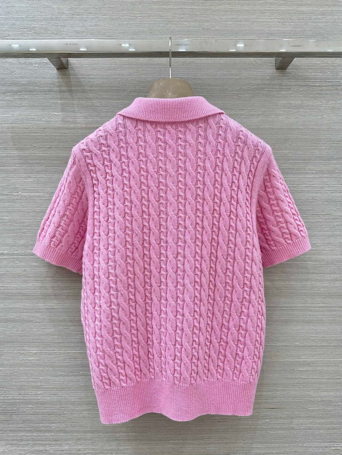 CABLE KNIT SHORT SLEEVE POLO