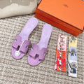 LILAC SLIDE SANDALS