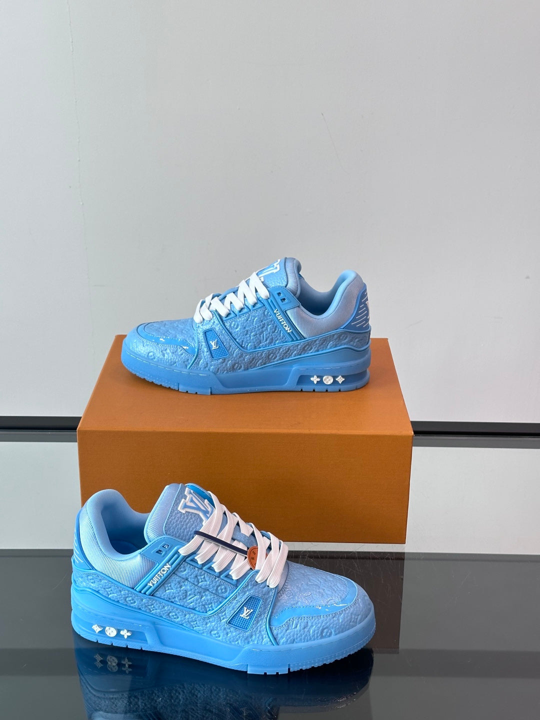 BLUE MONOGRAM LOW-TOP SNEAKERS