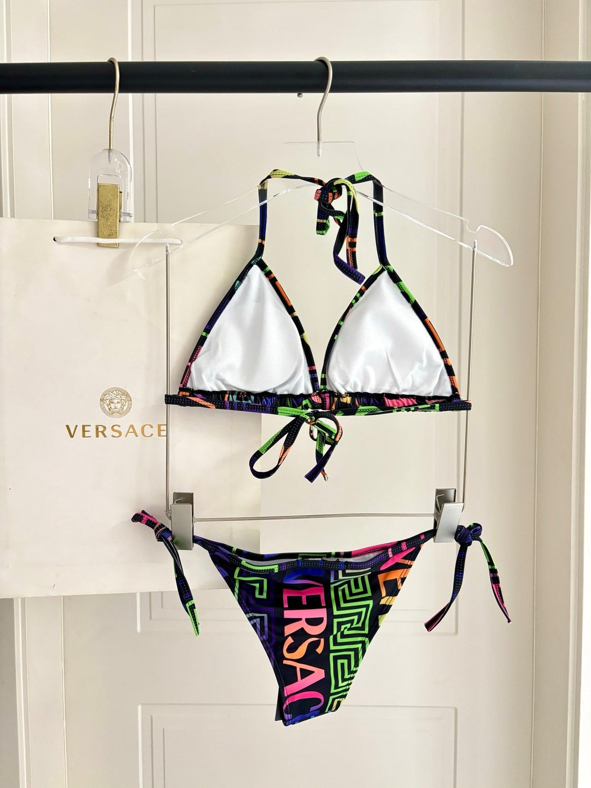 MULTICOLOR GEO PRINT STRING BIKINI SET