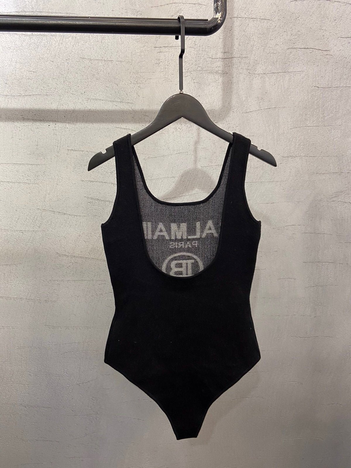 BLACK LOGO KNIT BODYSUIT