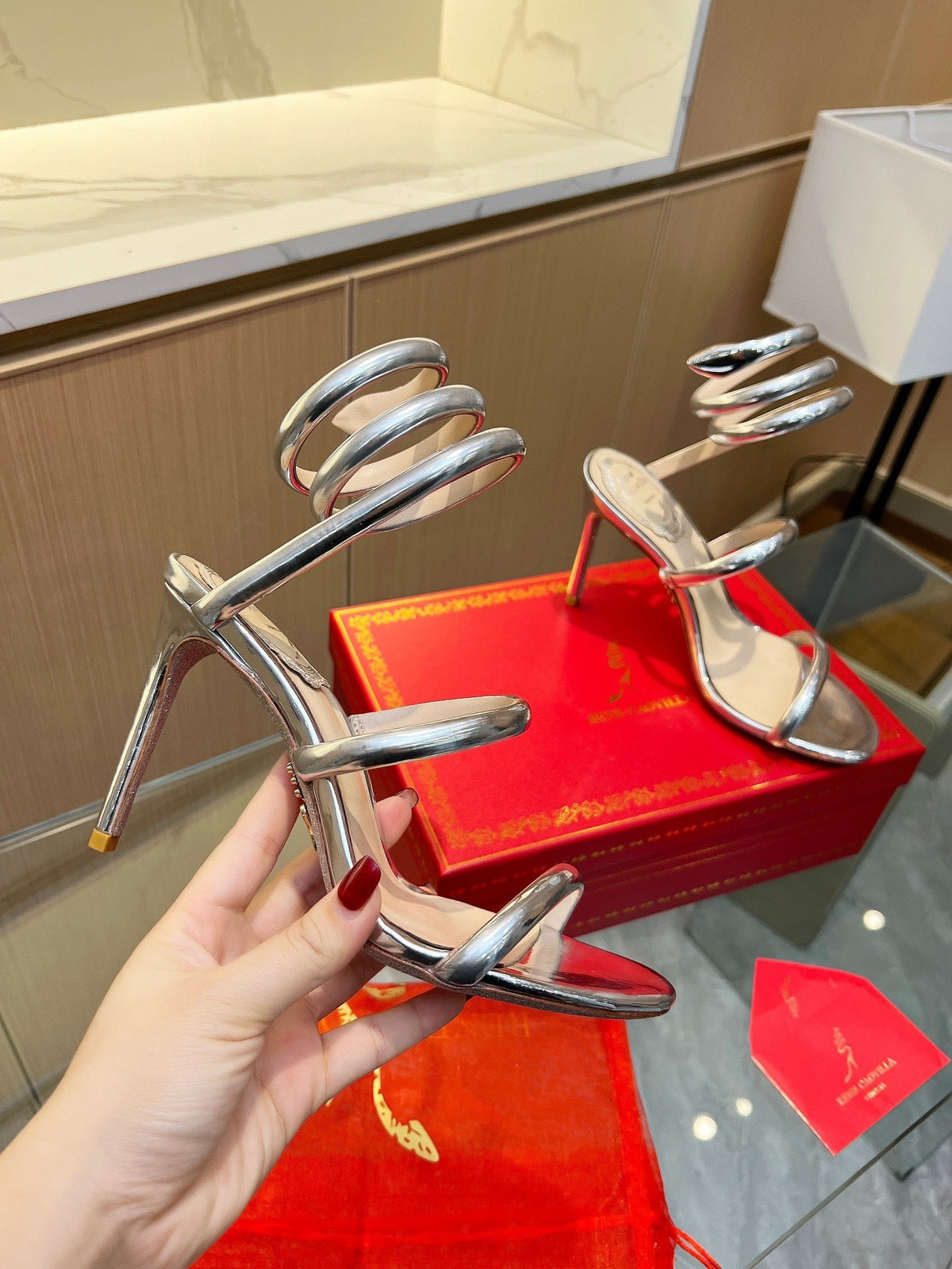 CHROME SPIRAL HEELS