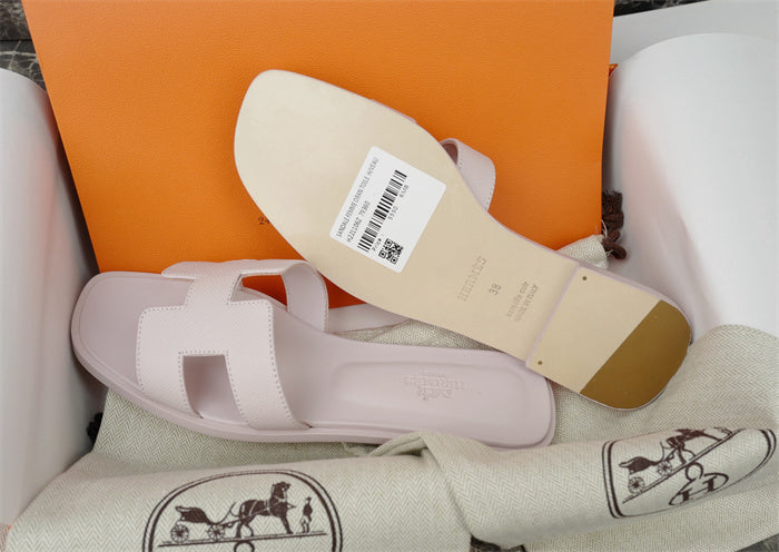 PASTEL H-CUT LEATHER SLIDE SANDALS