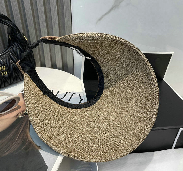 RAFFIA STYLE SUN VISOR WITH FRONT DETAIL