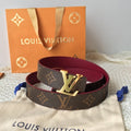 MONOGRAM CANVAS REVERSIBLE BELT WITH GOLD-TONE BUCKLE