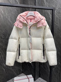 TWO-TONE HOODED QUILTED PUFFER JACKET