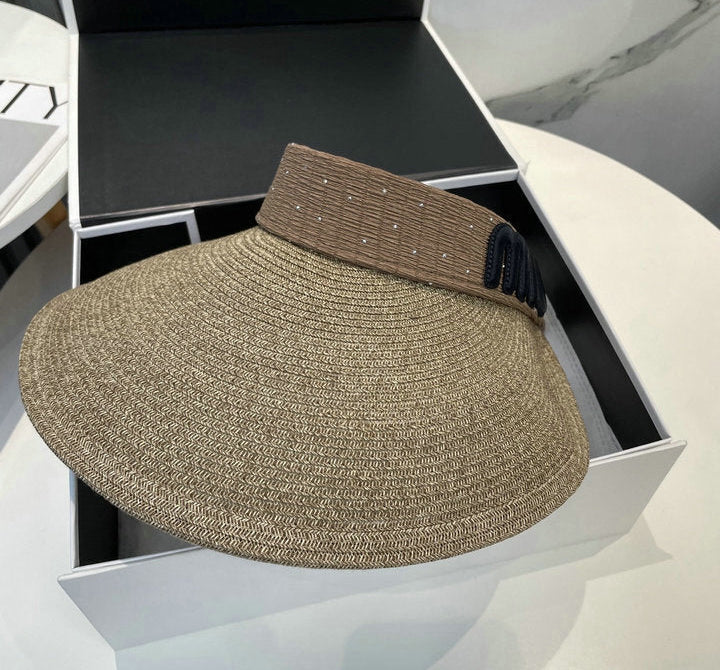 RAFFIA STYLE SUN VISOR WITH FRONT DETAIL