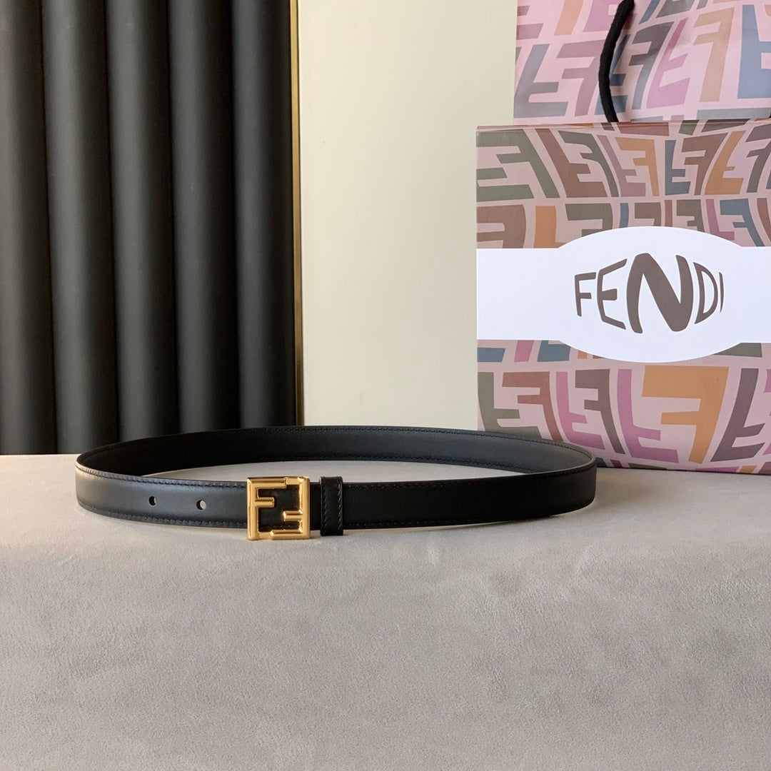 BLACK LEATHER BELT WITH GOLD BUCKLE