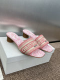 LOGO JACQUARD MID-HEEL MULES – PINK TOILE