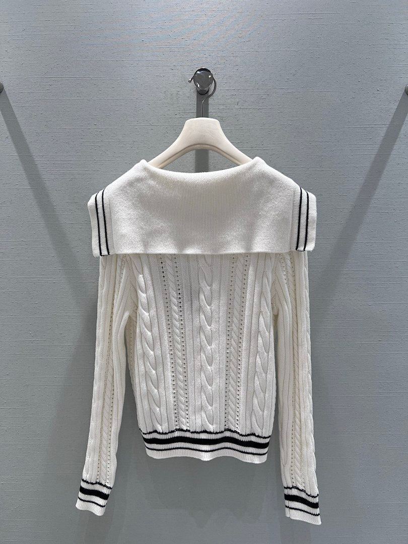 SAILOR COLLAR CABLE KNIT SWEATER