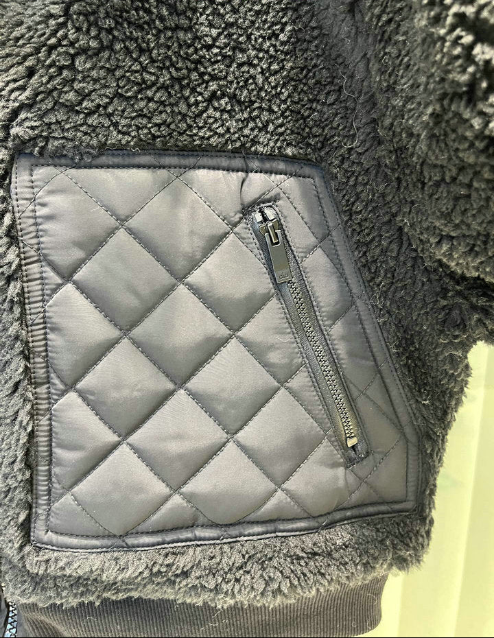 SHORT PLUSH JACKET WITH PADDED PANELS