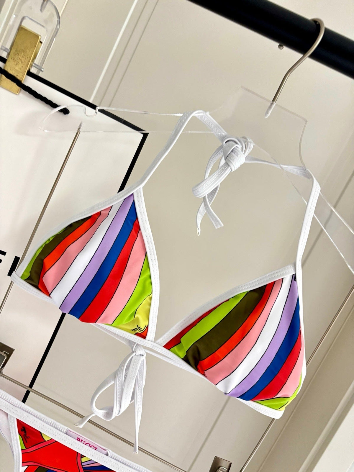 MULTICOLOR STRIPE TRIANGLE BIKINI SET